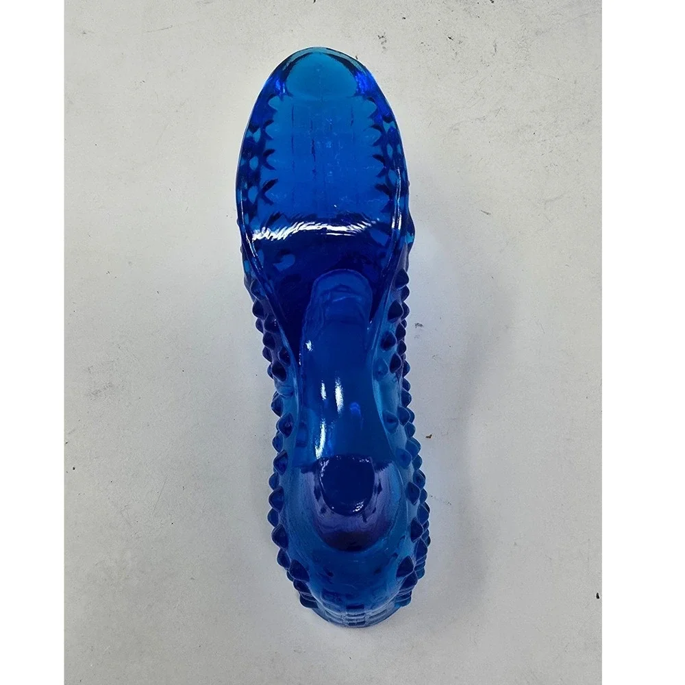 Vtg Fenton hobnail cobalt art glass shoe slipper Victorian boot whimsical